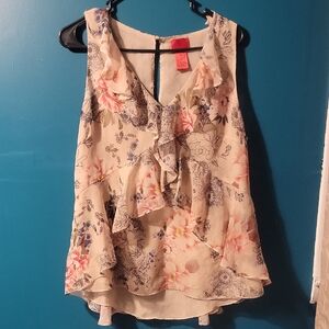 Christina Floral Ruffle Blouse - Cream and Pink